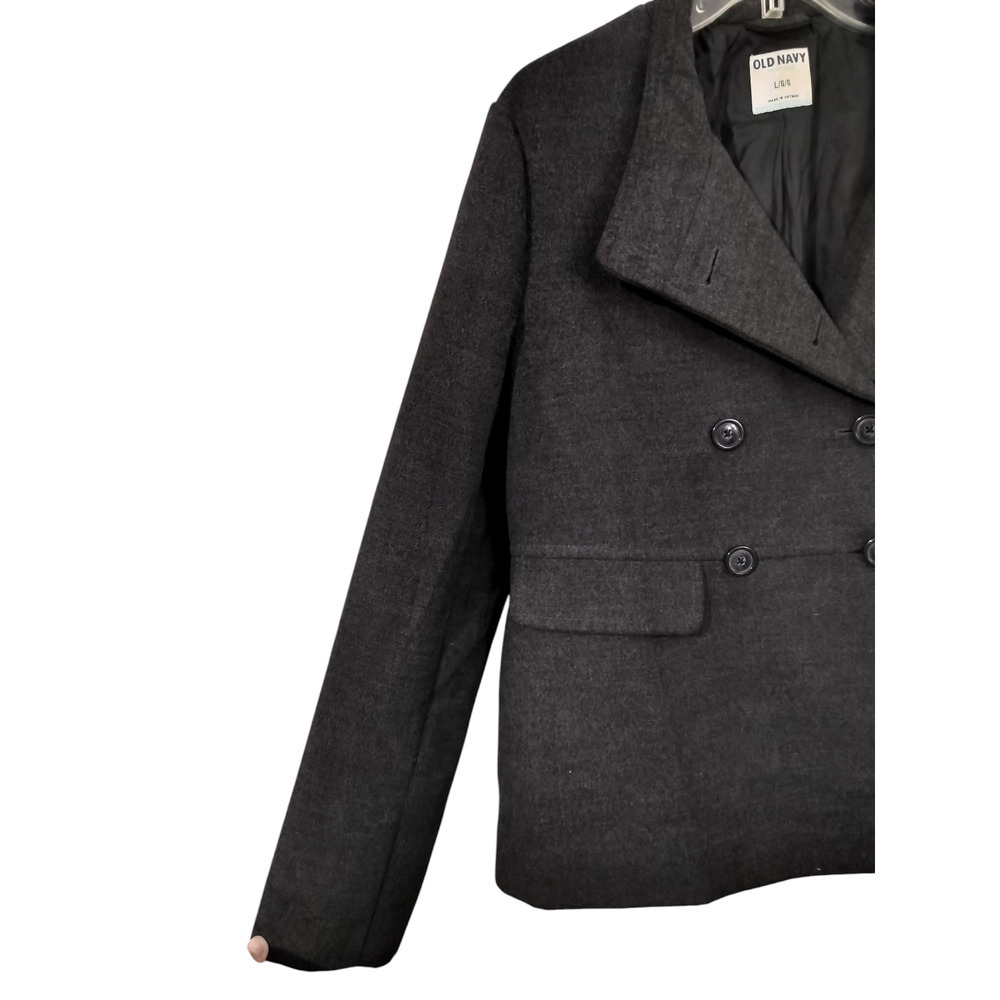 3523) Old Navy Women Charcoal Gray Cropped Peacoat Jacket Size Large - Picture 5 of 10